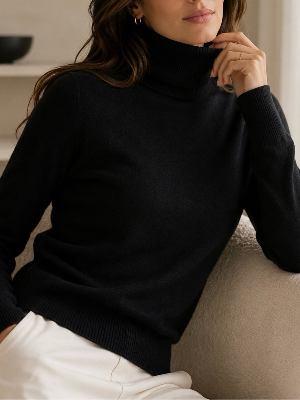 Quince 100% Cashmere Turtleneck Sweater Black XS